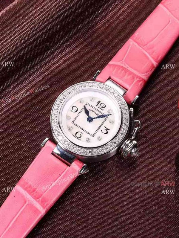 Replica Cartier Pasha SS Diamond Bezel Purple Strap Watch Ladies 28mm Replica Cartier Pasha SS Diamond Bezel Purple Strap Watch Ladies 28mm