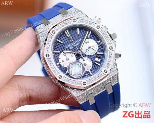 New Copy Audemars Piguet Iced Out Royal Oak Blue Chronograph Watch New Copy Audemars Piguet Iced Out Royal Oak Blue Chronograph Watch