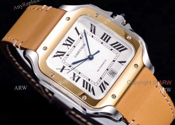 2018 New Santos De Cartier Watch Collection Cartier Santos Brown Leather Strap White Roman Dial Watches 2018 New Santos De Cartier Watch Collection Cartier Santos Brown Leather Strap White Roman Dial Watches