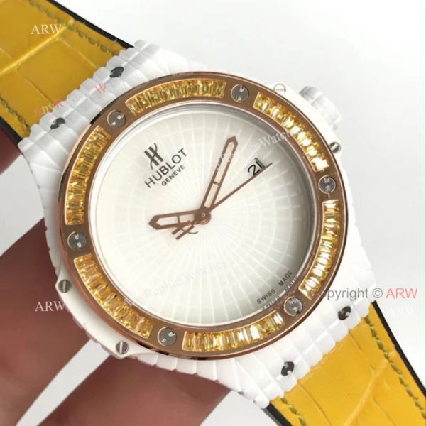 Swiss 9015 Hublot Big Bang Tutti Frutti Caviar White Rubber Strap Watches 45mm Swiss 9015 Hublot Big Bang Tutti Frutti Caviar White Rubber Strap Watches 45mm