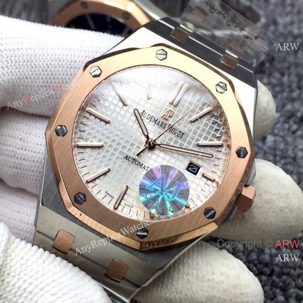 Newest Fake Audemars Piguet Royal Oak Watch Two Tone Rose Gold Silver Dial Newest Fake Audemars Piguet Royal Oak Watch Two Tone Rose Gold Silver Dial