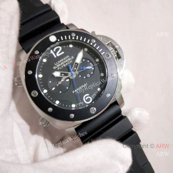 New Copy Panerai Submersible Flyback SS Black Bezel Watch PAM615 New Copy Panerai Submersible Flyback SS Black Bezel Watch PAM615