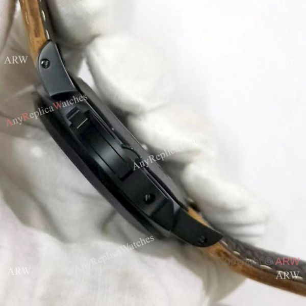Best Quality Panerai Black Hollow Watch 47mm Brown Leather Strap Best Quality Panerai Black Hollow Watch 47mm Brown Leather Strap