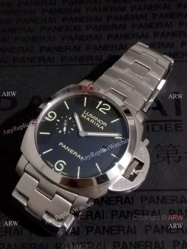 Copy Panerai Luminor Steel Bracelet Black Face PAM00328 Copy Panerai Luminor Steel Bracelet Black Face PAM00328