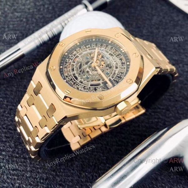 Replica Audemars Piguet Royal Oak 43mm Watches Gold Skeleton Dial Replica Audemars Piguet Royal Oak 43mm Watches Gold Skeleton Dial