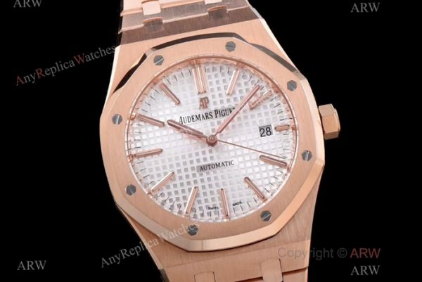 JF Replica Audemars Piguet Royal Oak Swiss 3120 Watches Rose Gold Silver Face JF Replica Audemars Piguet Royal Oak Swiss 3120 Watches Rose Gold Silver Face