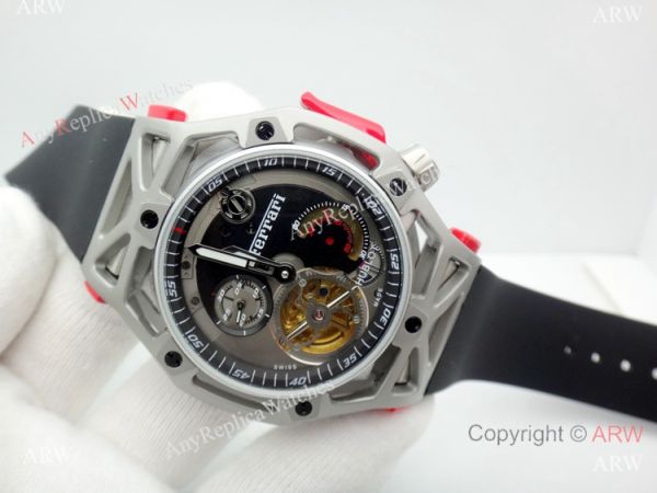 Fake Hublot Techframe Ferrari Tourbillon Titanium Watches 40mm Fake Hublot Techframe Ferrari Tourbillon Titanium Watches 40mm