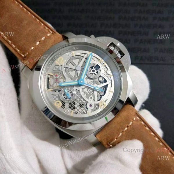 Copy Panerai Luminor GMT SS Brown Leather Strap Watch Pam578 Copy Panerai Luminor GMT SS Brown Leather Strap Watch Pam578
