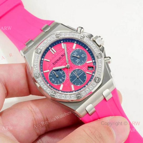 Fake Audemars Piguet Royal Oak offshore Diamond Bezel Red Dial Watches Women Fake Audemars Piguet Royal Oak offshore Diamond Bezel Red Dial Watches Women