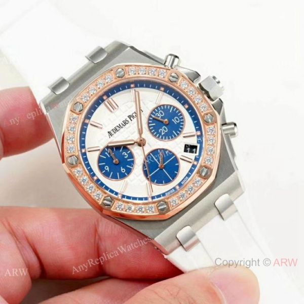 Fake Audemars Pigue Offshore 37mm Watches White Rubber Rose Gold Bezel Fake Audemars Pigue Offshore 37mm Watches White Rubber Rose Gold Bezel
