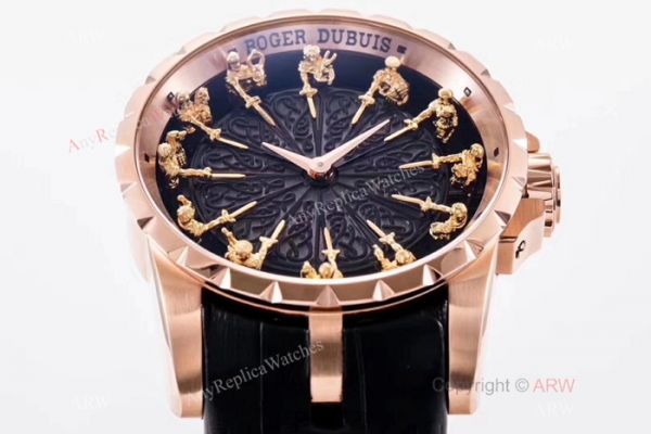 New Replica Roger Dubuis Excalibur Knights Of The Round Table II watch Rose Gold Black Dial New Replica Roger Dubuis Excalibur Knights Of The Round Table II watch Rose Gold Black Dial
