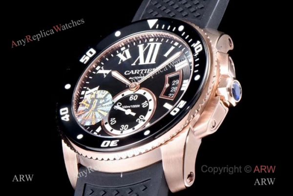 Swiss Replica Cartier Calibre De Cartier Diver Rose Gold Black Dial Watch 42mm Swiss Replica Cartier Calibre De Cartier Diver Rose Gold Black Dial Watch 42mm