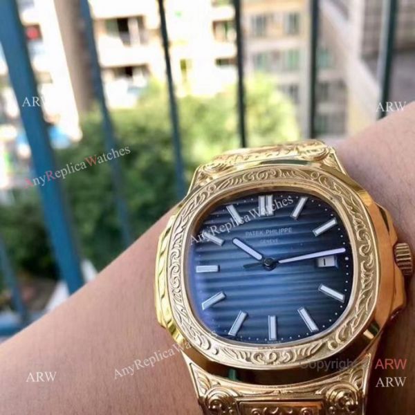 Patek Philippe Nautilus Replica Watches Yellow Gold Blue Dial Patek Philippe Nautilus Replica Watches Yellow Gold Blue Dial