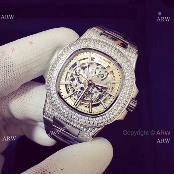 Copy Patek Philippe Nautilus Ice Out Watch Stainless Steel White Hollow Copy Patek Philippe Nautilus Ice Out Watch Stainless Steel White Hollow