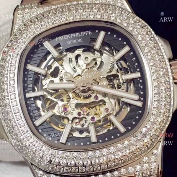New Replica Patek Philippe Nautilus Hollow Ice Out Watch Stainless Steel New Replica Patek Philippe Nautilus Hollow Ice Out Watch Stainless Steel