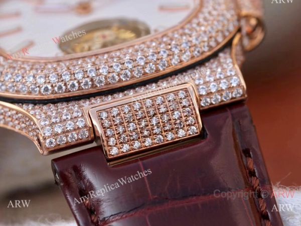 Swiss Replica Patek Philippe Nautilus Jumbo R8 Watch Rose Gold Iced Out Swiss Replica Patek Philippe Nautilus Jumbo R8 Watch Rose Gold Iced Out