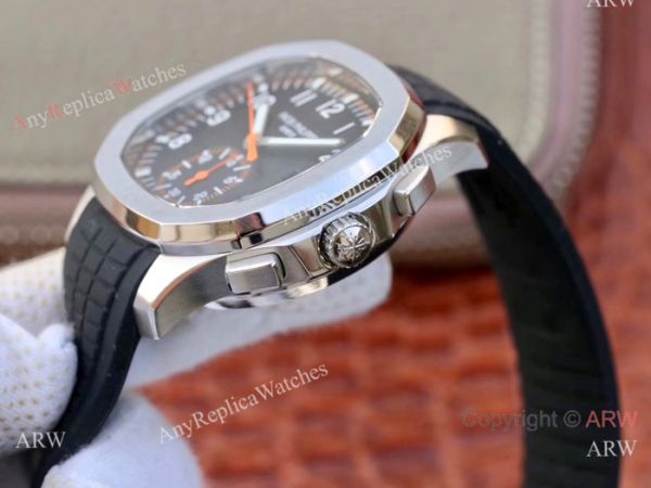 Swiss Replica Patek Philippe 5968A Aquanaut Watch SS Black Chronograph Dial Swiss Replica Patek Philippe 5968A Aquanaut Watch SS Black Chronograph Dial