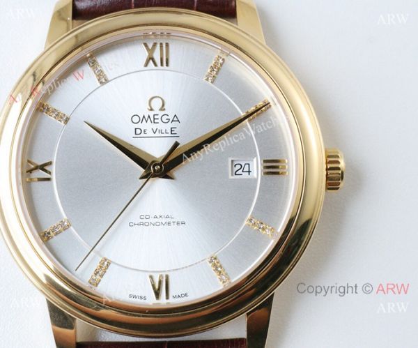 Swiss 2824 Omega De Ville Replica Watch Gold Case Silver Dial Swiss 2824 Omega De Ville Replica Watch Gold Case Silver Dial