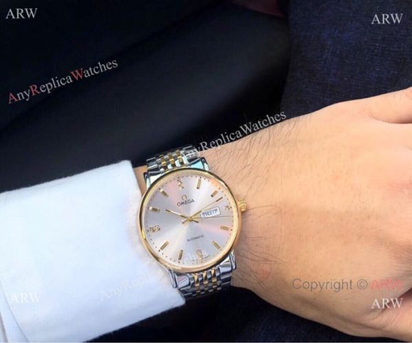 Fake Omega day date Automatic Watch 2-Tone Silver Dial Fake Omega day date Automatic Watch 2-Tone Silver Dial