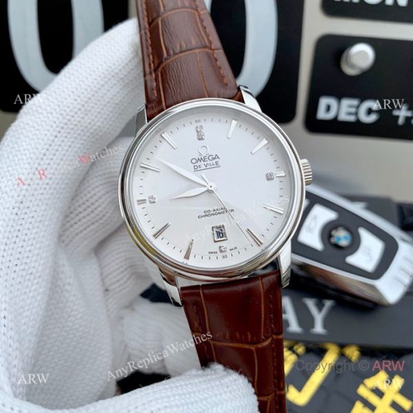 Clone Omega De Ville SS Black Leather Strap Watches 42mm Clone Omega De Ville SS Black Leather Strap Watches 42mm