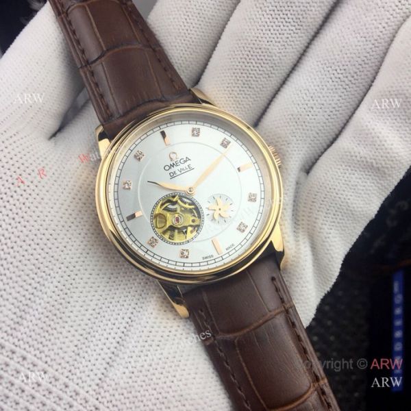 Copy Omega Tourbillon De Ville Watches Gold Case Silver Dial Copy Omega Tourbillon De Ville Watches Gold Case Silver Dial