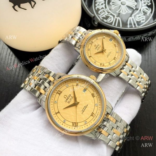 Fake DeVille Prestige Omega Couple Watch Stainless Steel Black Dial Fake DeVille Prestige Omega Couple Watch Stainless Steel Black Dial