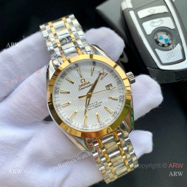Omega Seamaster Aqua Terra Two Tone Gray Face Watches 42mm AAA Copy Omega Seamaster Aqua Terra Two Tone Gray Face Watches 42mm AAA Copy