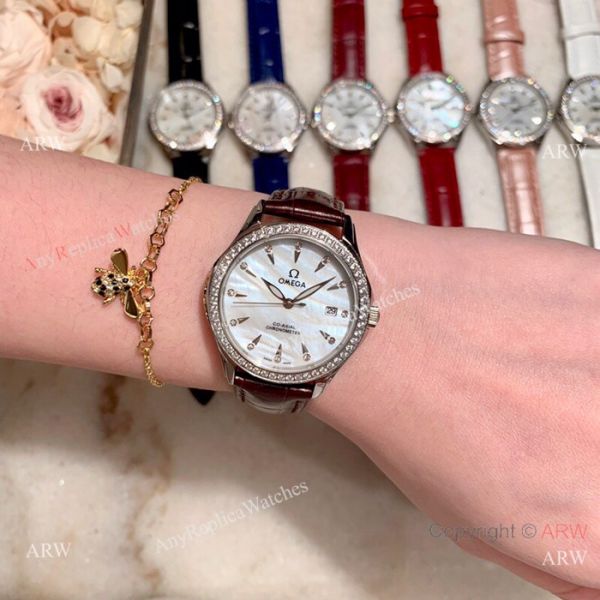 Copy Omega DeVille Co-Axial Cscapement Ladies 34mm watch Diamond bezel Copy Omega DeVille Co-Axial Cscapement Ladies 34mm watch Diamond bezel