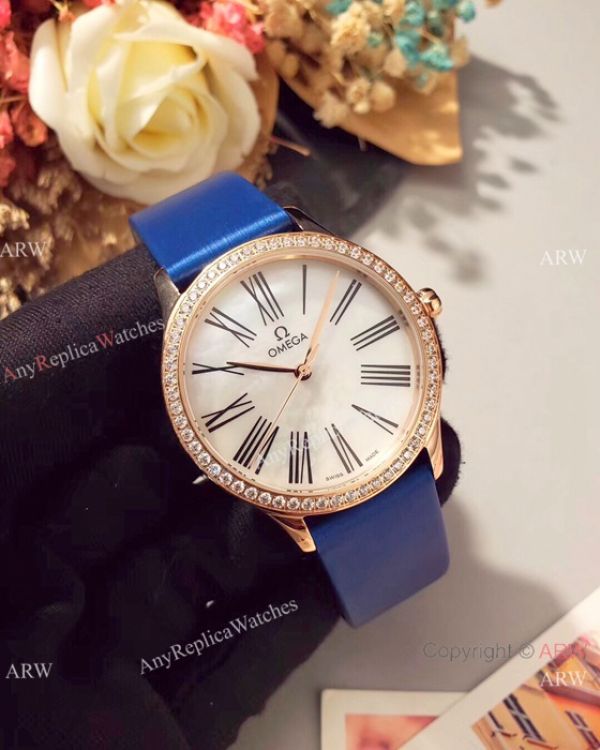 Omega De Ville Tresor Ladies Watches Blue MOP Dial Rose Gold Omega De Ville Tresor Ladies Watches Blue MOP Dial Rose Gold