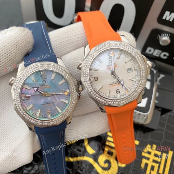 Swiss 8500 Omega Seamaster Copy Watch SS Diamond bezel White MOP Dial Swiss 8500 Omega Seamaster Copy Watch SS Diamond bezel White MOP Dial