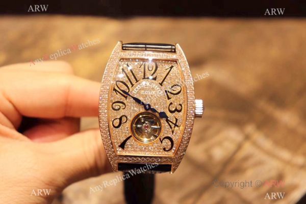 New Franck Muller Tourbillon Rose Gold Iced Out Diamonds Watch New Franck Muller Tourbillon Rose Gold Iced Out Diamonds Watch