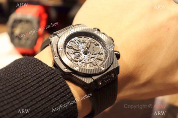 Hublot Big Bang King Chronograph Watch Black Case Rubber Strap Hublot Big Bang King Chronograph Watch Black Case Rubber Strap