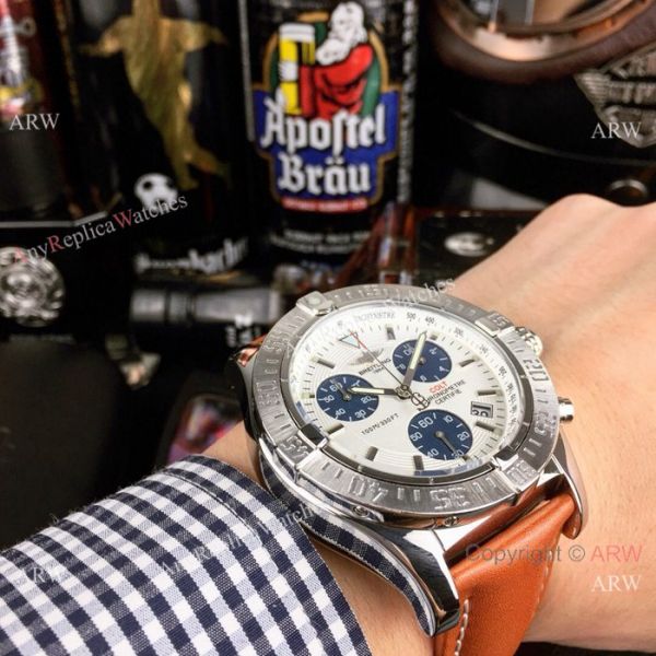 Copy Breitling COLT Chronograph Watches SS Brown Leather Strap Copy Breitling COLT Chronograph Watches SS Brown Leather Strap