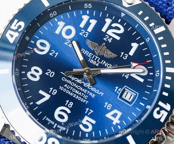 Swiss Copy Breitling Superocean II Sapphire Glass Watch Silver Case Blue Face Swiss Copy Breitling Superocean II Sapphire Glass Watch Silver Case Blue Face