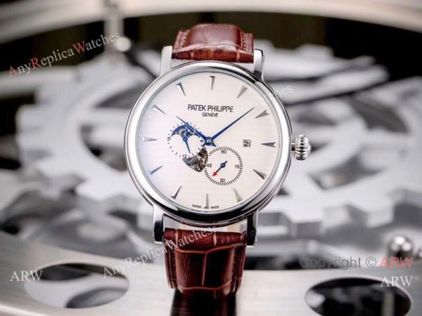 Patek Philippe Calatrava 42mm Copy Watches SS White Moonphase Dial Patek Philippe Calatrava 42mm Copy Watches SS White Moonphase Dial