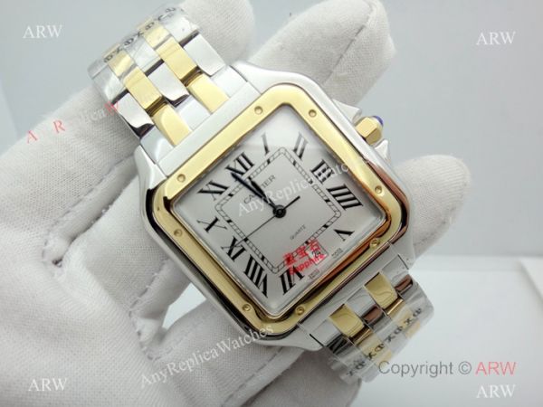 Panthere De Cartier Silver Dial Two Tone Men Watch 38mm Panthere De Cartier Silver Dial Two Tone Men Watch 38mm