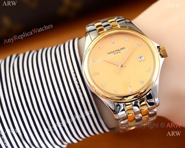 Patek Philippe Geneve Calatrava Replica Watch 2-Tone White Dial Patek Philippe Geneve Calatrava Replica Watch 2-Tone White Dial