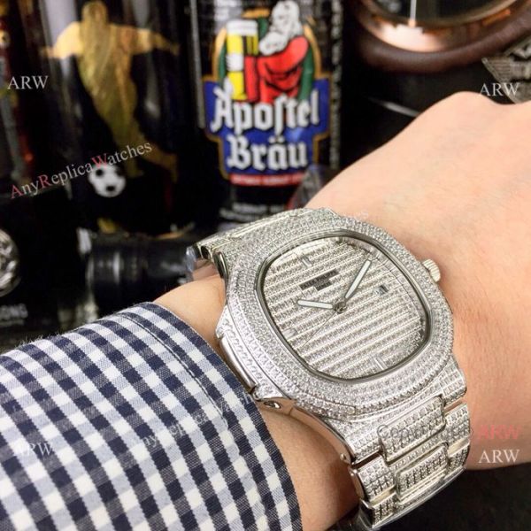 Iced Out Patek Philippe Nautilus Replica watch Quartz Movement Iced Out Patek Philippe Nautilus Replica watch Quartz Movement