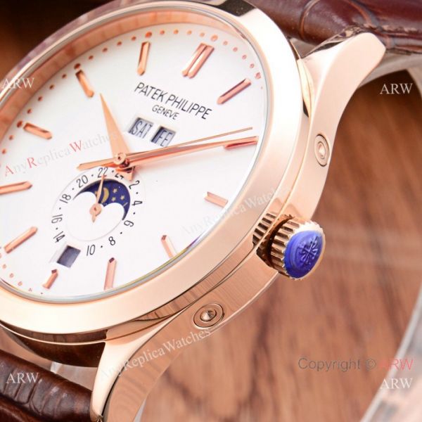 Patek Philippe Perpetual Calendar Rose Gold Case with Brown Leather Strap Watch Patek Philippe Perpetual Calendar Rose Gold Case with Brown Leather Strap Watch