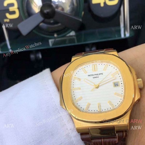 Patek Philippe Nautilus Replica Watches Rose Gold Brown Leather Strap Patek Philippe Nautilus Replica Watches Rose Gold Brown Leather Strap