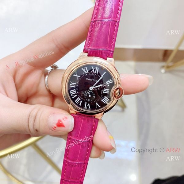 Fake Cartier Ballon Bleu Cartier Watch Lady 36mm Blue Leather Band Fake Cartier Ballon Bleu Cartier Watch Lady 36mm Blue Leather Band