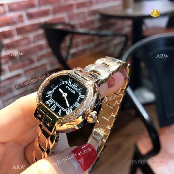 Replica Rotonde de Cartier Watch Lady 28mm Rose Gold Red Face Replica Rotonde de Cartier Watch Lady 28mm Rose Gold Red Face