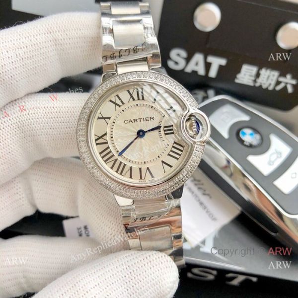 Stainless Steel Pink Dial Womens Fake Cartier Watch 33mm Stainless Steel Pink Dial Womens Fake Cartier Watch 33mm