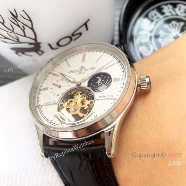 Copy Jaeger-LeCoultre Tourbillon SS Black Leather Strap Watch Copy Jaeger-LeCoultre Tourbillon SS Black Leather Strap Watch