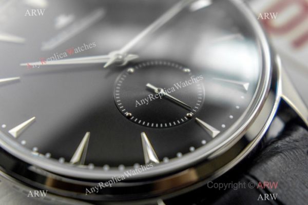 Swiss Copy Jaeger LeCoultre Master ultra thin Watch SS Black Leather Band Swiss Copy Jaeger LeCoultre Master ultra thin Watch SS Black Leather Band