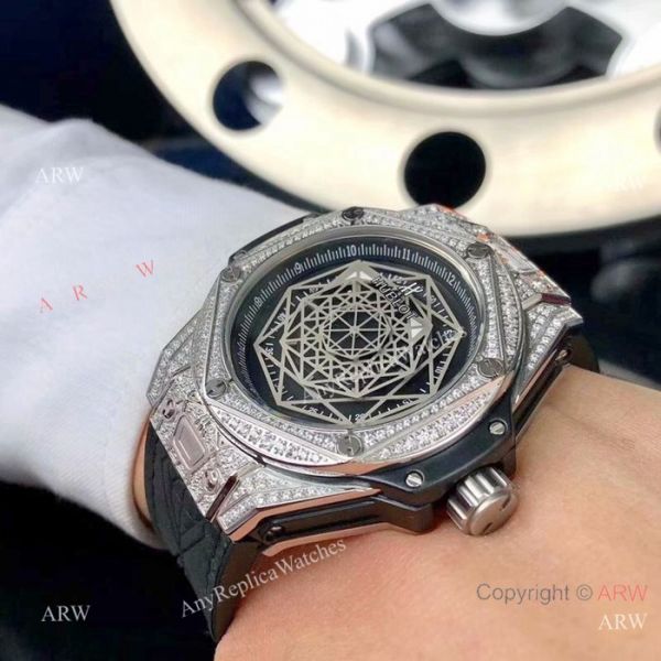 Hublot Big Bang Sang Bleu Stainless Steel Iced Out Watch Best Replica Hublot Big Bang Sang Bleu Stainless Steel Iced Out Watch Best Replica