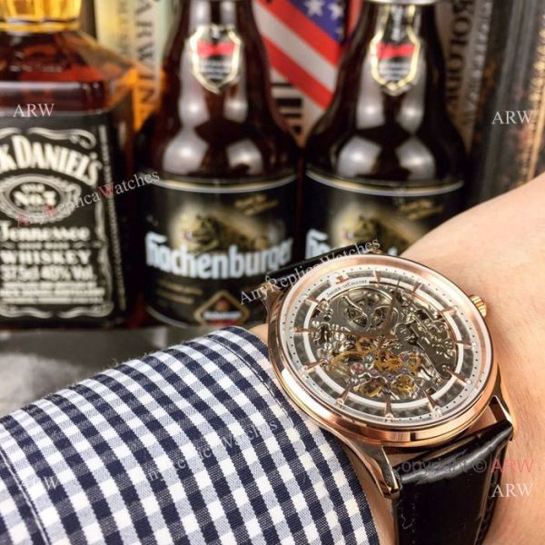 Best Quality Replica Jaeger-LeCoultre Skeleton Rose Gold Men Watch Best Quality Replica Jaeger-LeCoultre Skeleton Rose Gold Men Watch