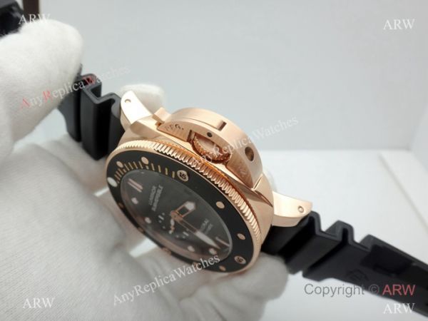 Panerai Submersible Rubber Strap PAM684 Copy Watch Rose Gold Black Bezel Panerai Submersible Rubber Strap PAM684 Copy Watch Rose Gold Black Bezel