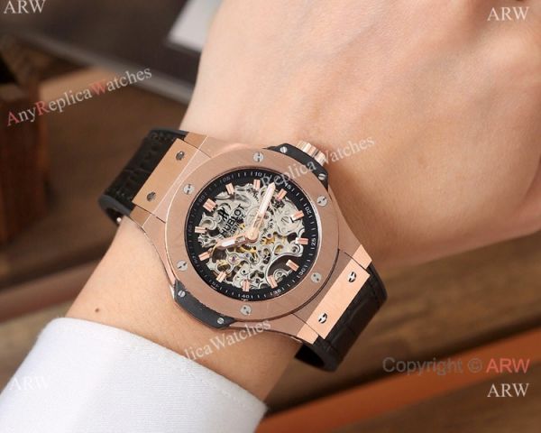 High Quality Replica Hublot Big Bang Skeleton Watches SS Black Bezel High Quality Replica Hublot Big Bang Skeleton Watches SS Black Bezel