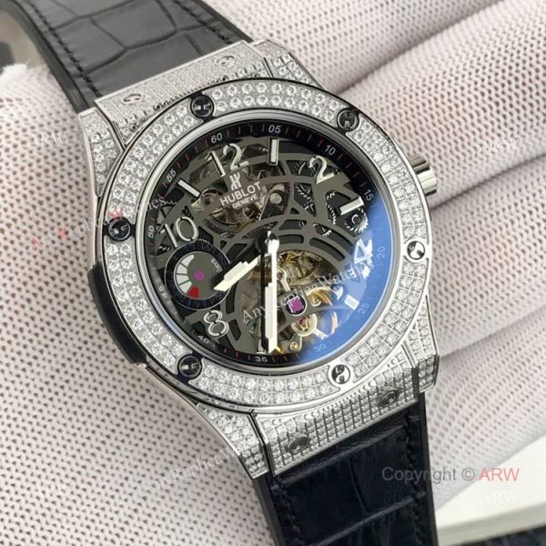 New replica Hublot Classic Fusion Rose Gold Diamond Watch Black Face New replica Hublot Classic Fusion Rose Gold Diamond Watch Black Face